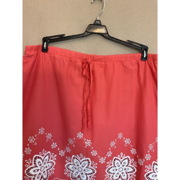 Sophie Max Orange Boho/Peasant Lined Tie Waist Embroidery Hem Cotton Skirt Sz XL - Picture 3 of 7